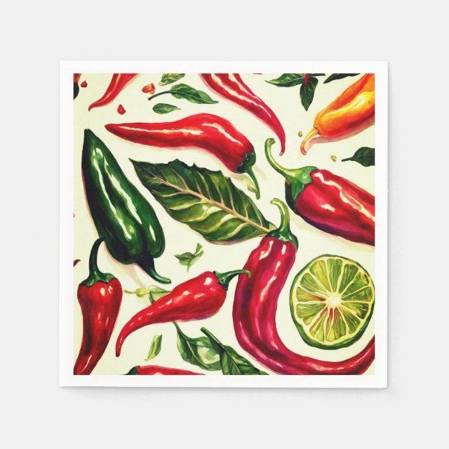 Guardanapo De Papel Pimentos Quentes - Partido Napkins (Frente)