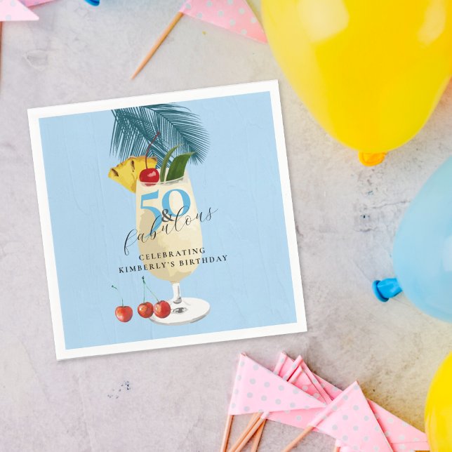 Guardanapo De Papel Pina Colada Cherry Cocktail 50ª Festa de aniversár (Criador carregado)