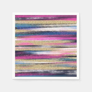 Guardanapo De Papel Pincel Azul Cor-de-rosa Dourado Moderno Pincel Tra