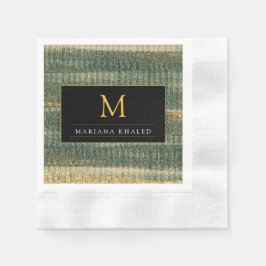 Guardanapo De Papel Pincel Verde Elegante com ouro e preto