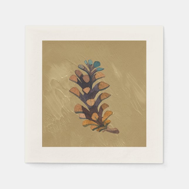 Guardanapo De Papel Pine Cone em Taupe Fall Napkin (Frente)