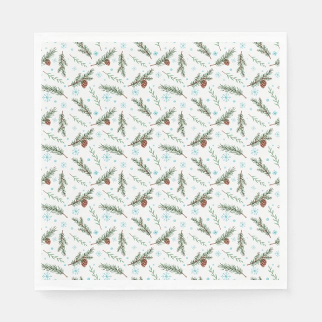Guardanapo De Papel Pine Cones e Flocos de Neve (Frente)