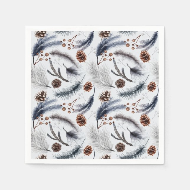 Guardanapo De Papel Pine Cones & Pine Agulha Padrão de Natal (Frente)