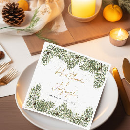 Guardanapo De Papel Pine e Dourado Casamento Festivo de Folhagem de Na