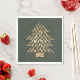 Guardanapo De Papel Pine Green Dourada Glitzy Brilhante Árvore de Nata