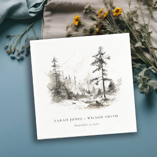 Guardanapo De Papel Pine Woods Mountain Landscape Casamento
