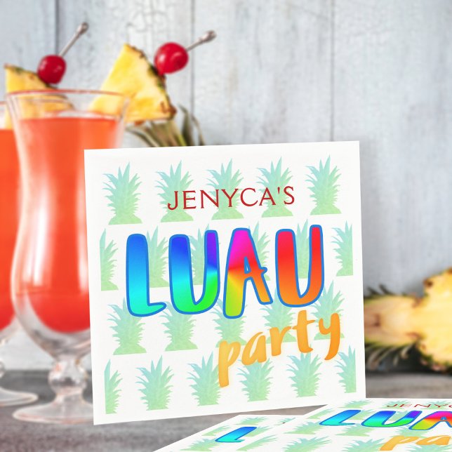 Guardanapo De Papel Pineapple Kitschy Luau Partido Napkins (Luau Party? Here are your kitschy paper napkins. Just add your name! )