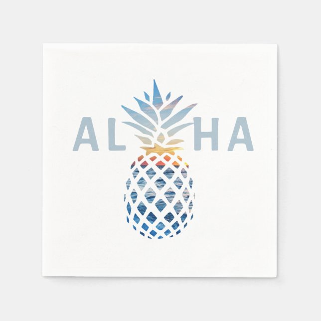 Guardanapo De Papel Pineapple Sunset e Blue Ocean Waves (Frente)