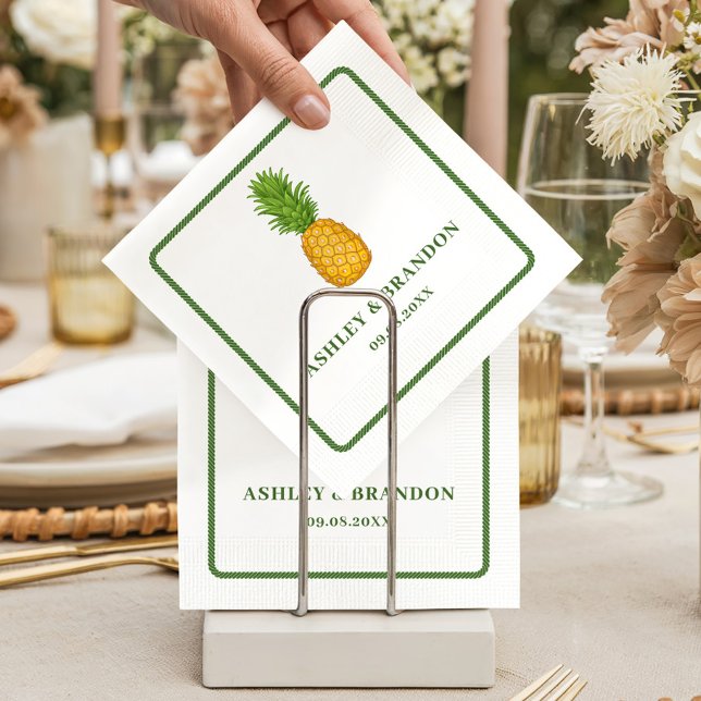 Guardanapo De Papel Pineapple Tropical Beach Coastal Retro Wedding (Criador carregado)