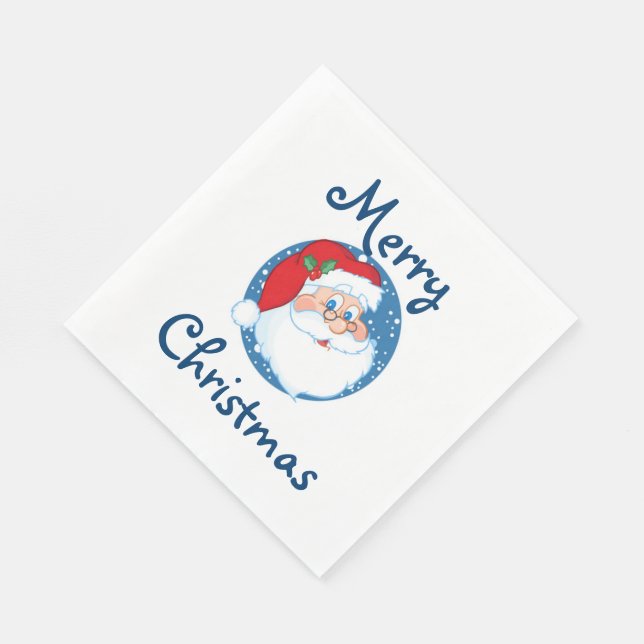 Guardanapo De Papel Pingado/Papais noeis de Natal Branco Padrão (Quina)