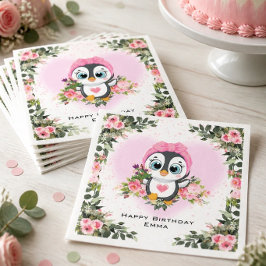 Guardanapo De Papel Pinguim Bebê | Aniversário Personalizado