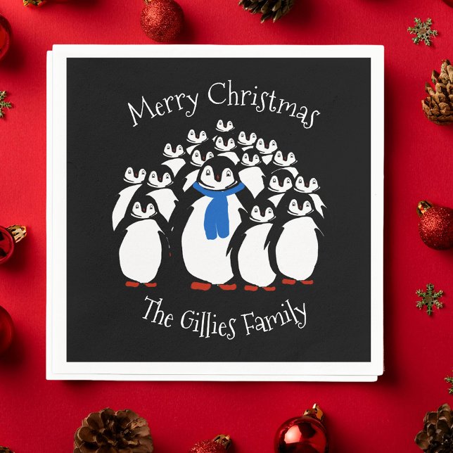 Guardanapo De Papel Pinguim Bonito Personalizado de Natal Napkins (Criador carregado)