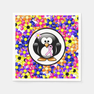 Guardanapo De Papel Pinguim cor-de-rosa da fita da consciência