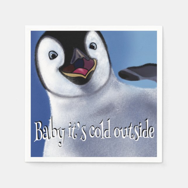 Guardanapo De Papel Pinguim de inverno - Napkin (Frente)