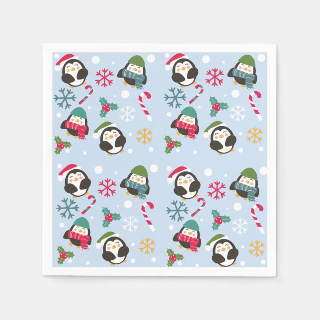 Guardanapo De Papel Pinguim de Natal bonito (Frente)