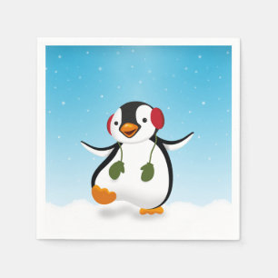 Guardanapo De Papel Pinguim engraçado bonito do inverno