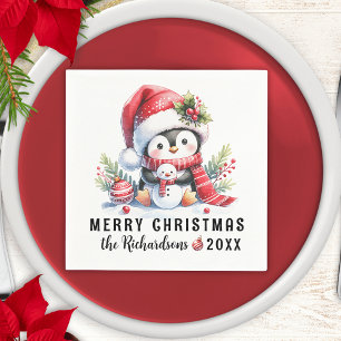 Guardanapo De Papel Pinguim Feliz Natal Personalizado