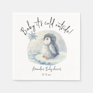 Guardanapo De Papel Pinguim fofo do Ártico - bebê, está frio lá fora