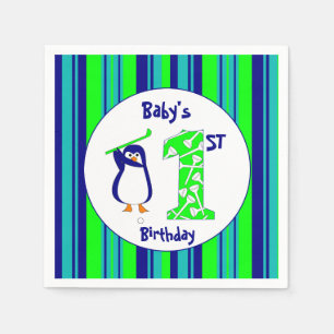 Guardanapo De Papel Pinguim golfing do primeiro aniversário do bebê