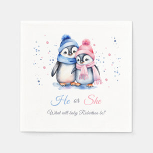 Guardanapo De Papel Pinguins Bebês Ele ou Ela Abaixa A Revelação Do Gê