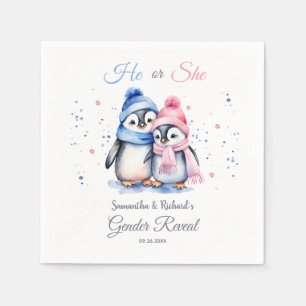 Guardanapo De Papel Pinguins Bons De Bebê, Ele ou Ela Revelam Sexo De