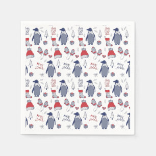 Guardanapo De Papel Pinguins de Natal Bonitos Pinguins Chapéus Luvas