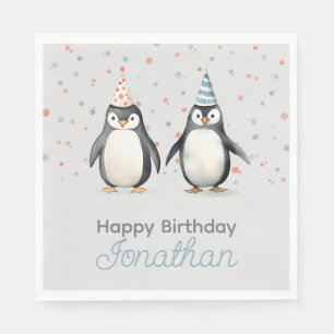 Guardanapo De Papel Pinguins do Partido, aquarela, aniversário infanti