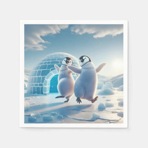 Guardanapo De Papel Pinguins Felizes Dançando