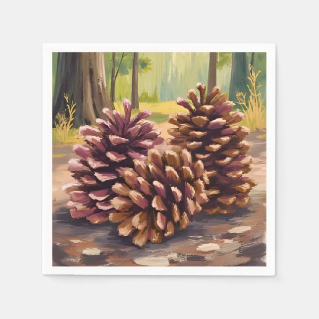 Guardanapo De Papel Pinhas | Floresta em Aquarela de Outono (Frente)