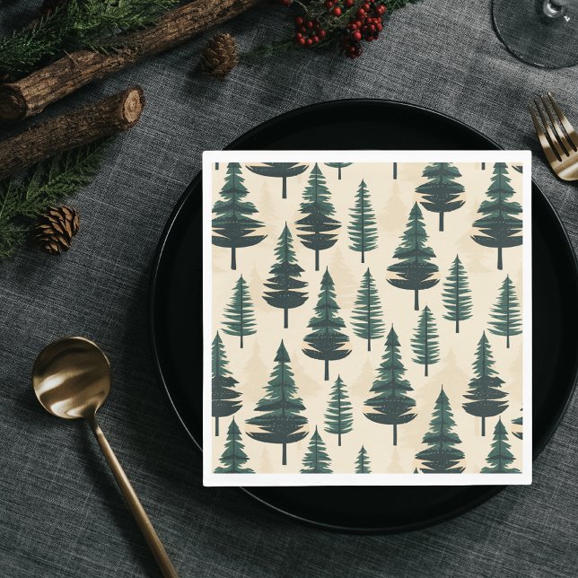 Guardanapo De Papel Pinheiro verde-vivo em verde-escuro e bege (Criador carregado)
