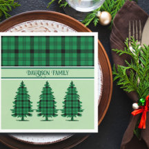 Pinheiros de Tartan Preto Verde