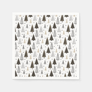 Guardanapo De Papel Pinheiros Desenhados nas Mãos Felizes Modernos