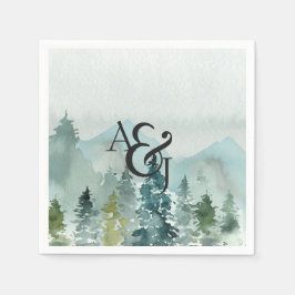 Guardanapo De Papel Pinhos em Aquarela Minimalista Rústica Personaliza