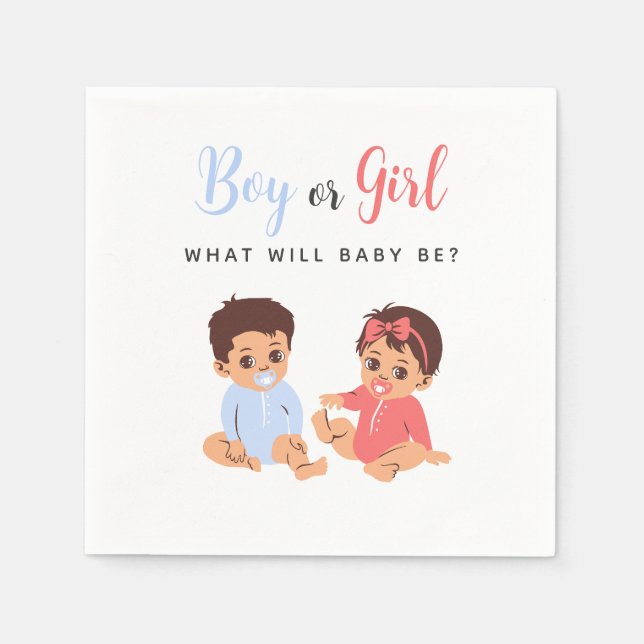 Guardanapo De Papel Pink and Blue Boy or Girl Baby Gender Reveal (Frente)