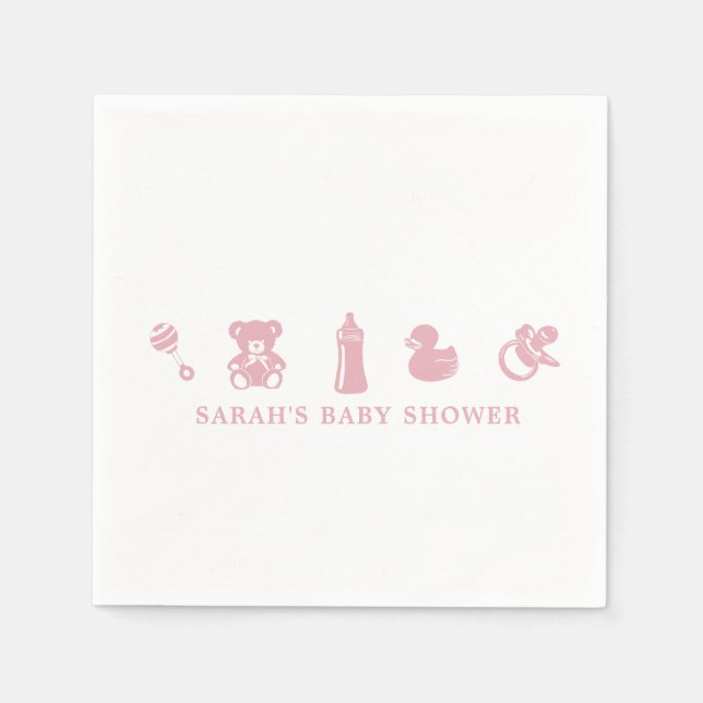Guardanapo De Papel Pink Baby Shower Paper Napkin (Frente)