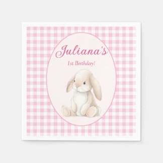 Guardanapo De Papel Pink Babys First Birthday Bunny Napkins
