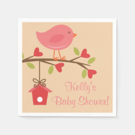 Guardanapo De Papel Pink Bird Chá de fraldas Napkins