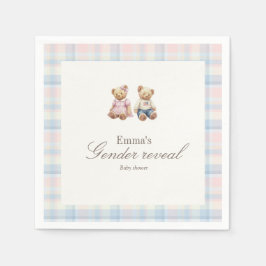 Guardanapo De Papel Pink Blue Gender reveal Teddy Bear Baby Shower 