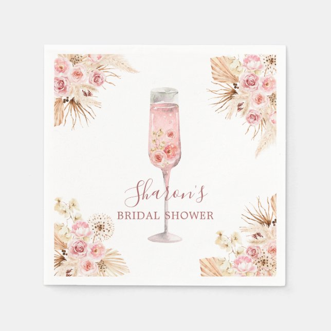 Guardanapo de papel Pink Boho Rose Soiree Chá de N (Frente)