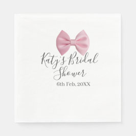 Guardanapo De Papel Pink bow bridal shower name date pastel stylish te