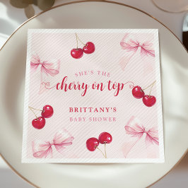 Guardanapo De Papel Pink Bow Cherry Baby Shower Napkins