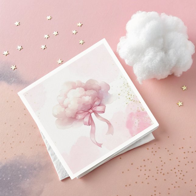 Guardanapo De Papel Pink Bow cloud for Baby Girl Shower  (Criador carregado)