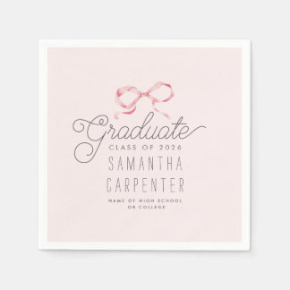 Guardanapo De Papel Pink Bow Coquette Photo Graduation Party 