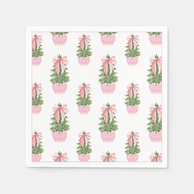 Guardanapo De Papel Pink Bow Ginger Jar Christmas Tree (Frente)