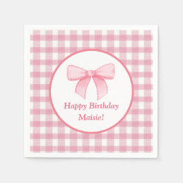 Guardanapo De Papel Pink Bow Gingham Napkin 