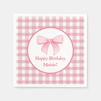 Guardanapo De Papel Pink Bow Gingham Napkin 