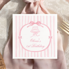 Guardanapo De Papel Pink Bow Girl First Birthday