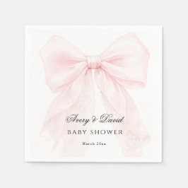 Guardanapo De Papel Pink Bow Girl Modern Baby Shower