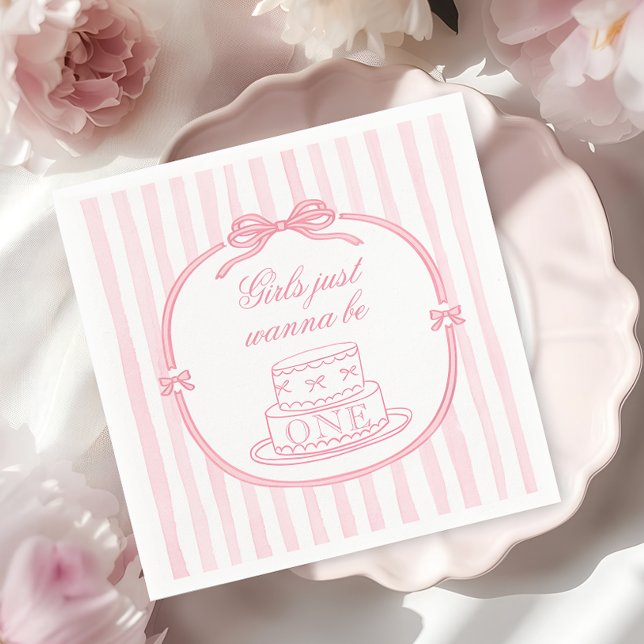 Guardanapo De Papel Pink Bow Girls Just Wanna be One (Criador carregado)