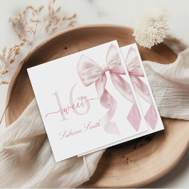 Guardanapo De Papel Pink Bow Sweet 16 Birthday Napkins